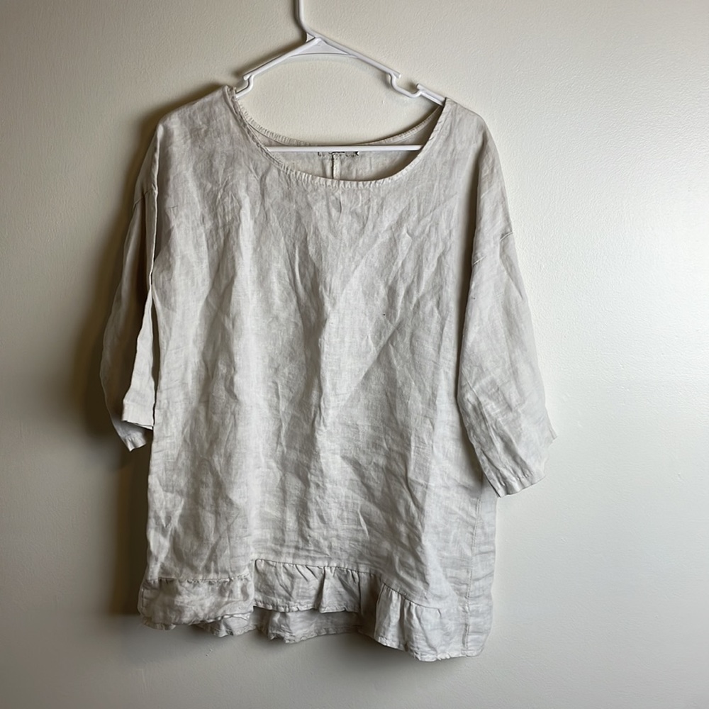 Lungo L'arno Beige Linen Top - Picture 1 of 3